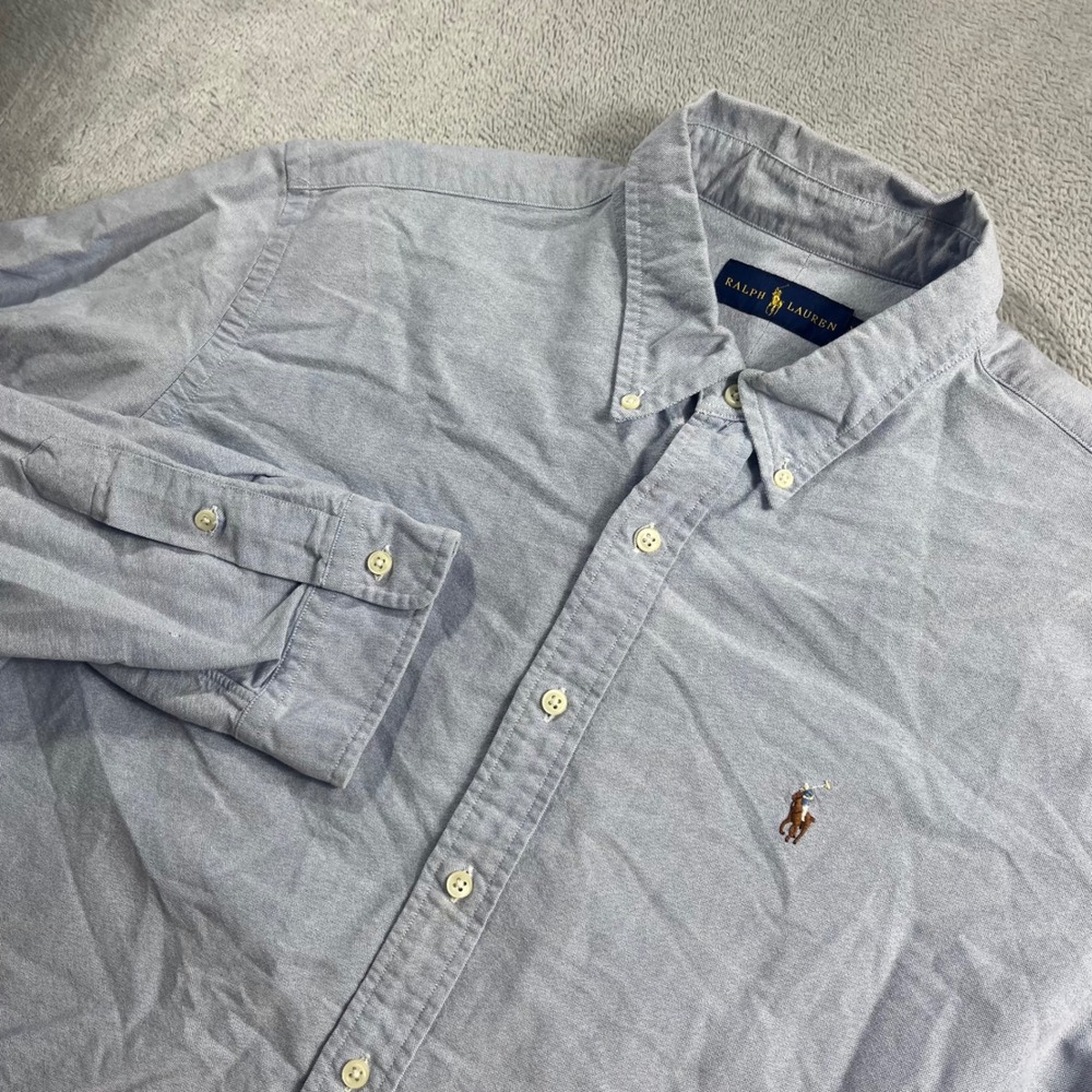 Ralph Lauren Mens XXL Blue Oxford Button Down Shirt Long Sleeve Pony Logo